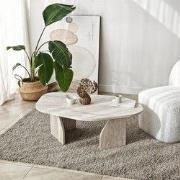 Rock salontafel travertine ovaal 100 cm Gemelamineerd hout