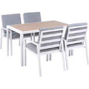 VISSO - Tuintafel met stoelen - Wit/Grijs - Aluminium
