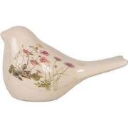 Clayre & Eef Decoratie Beeld Vogel 16x7x9 cm Beige Keramiek