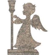 Clayre & Eef Kandelaar Engel 20x9x28 cm Grijs Metaal