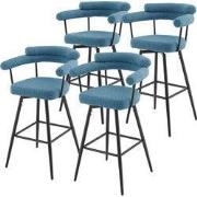 Set van 4 barkrukken 360° draaibaar blauw 61x103x55 cm met armleuning,...