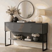 Modern Dressoir Antraciet Luxe 120x80x30 - Zwart Frame - Eén Vak