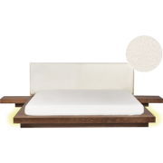 ZEN - Tweepersoonsbed met LED - Bruin - 180 x 200 cm - Bouclé