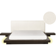 ZEN - Tweepersoonsbed met LED - Donkerhout - 160 x 200 cm - Bouclé