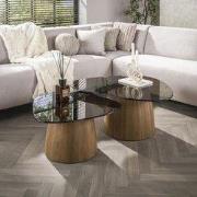 Hoyz Collection - Salontafel Tinto Driehoekig Set Van 2 - Brons Glas