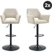 2x Barkruk Tess Draaibaar - Stof Naturel Beige