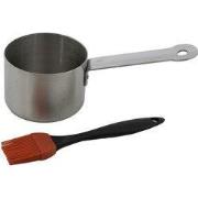 Sauspan uit rvs met borstel 23x7.5x10.5cm