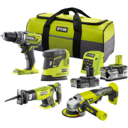 4-delig Combokit (incl. 1x 4.0Ah accu 1x 2.0 Ah accu en lader) ONE 18V