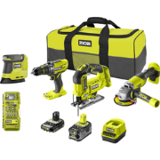 4-delig Combokit (incl. 1x 5.0Ah accu 1x 2.0 Ah accu en lader) ONE 18V