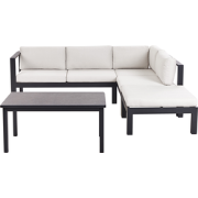 MESSINA - Loungeset voor 5 - Gebroken wit/Zwart - Aluminium
