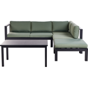 MESSINA - Loungeset voor 5 - Zwart/Groen - Aluminium