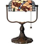 Lumilamp Tiffany Tafellamp 27x20x36 cm Blauw Bruin Metaal Vlinder