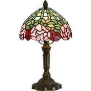 Lumilamp Tiffany Tafellamp Ø 21x39 cm Groen Roze Glas Bloemen