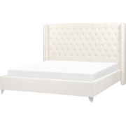 LUBBON  - Tweepersoonsbed - Gebroken wit - 180 x 200 cm  - Fluweel