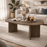 Salontafel walnoot melamine boogvorm Sable 119x60 cm