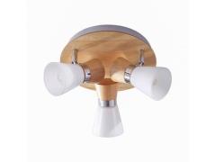 Lindby - Vivica 3 Plafondlamp Round White/Light Wood/Chrome