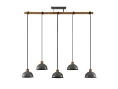 Lindby - Durbis 5 Hanglamp Dark Grey/Wood