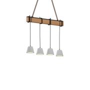 Lucande - Hakona 4 Hanglamp Concrete/Wood