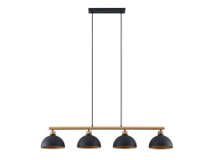 Lindby - Tirzana 4 Hanglamp Black/Light Wood