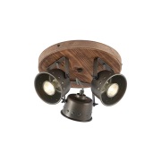 Lindby - Rubinjo 3 Round Plafondlamp Wood/Black