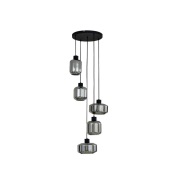 Lindby - Hildur 5 Cluster Hanglamp Rook Grijs/Zwart