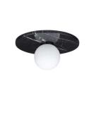 Nova Luce Idor - plafondlamp - Ø 30 x 15,5 cm - zwart marmer en opaalg...