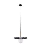 Nova Luce Idor - hanglamp - Ø 30 x 185 cm - zwart marmer en opaalglas