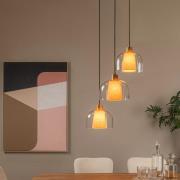 Lucide Gunhild 3L - hanglamp - Ø 46,5 x 186,6 cm - beige/goud/transpar...